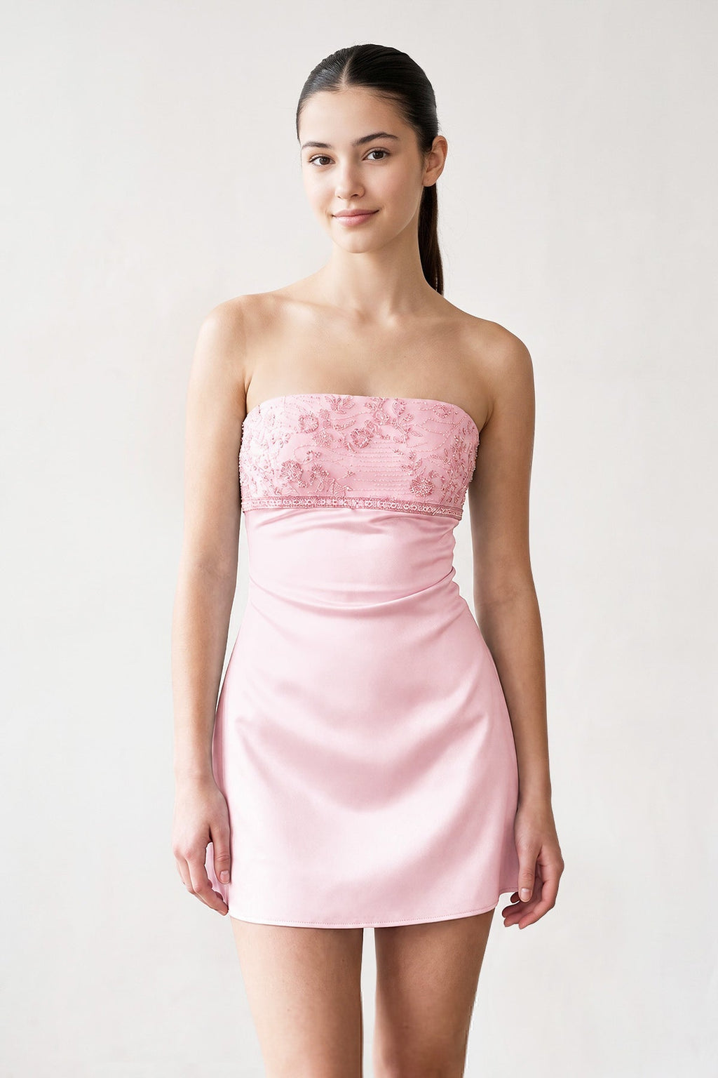Aqua Strapless Appliqued Satin Sheath Homecoming Dress - Curvevia