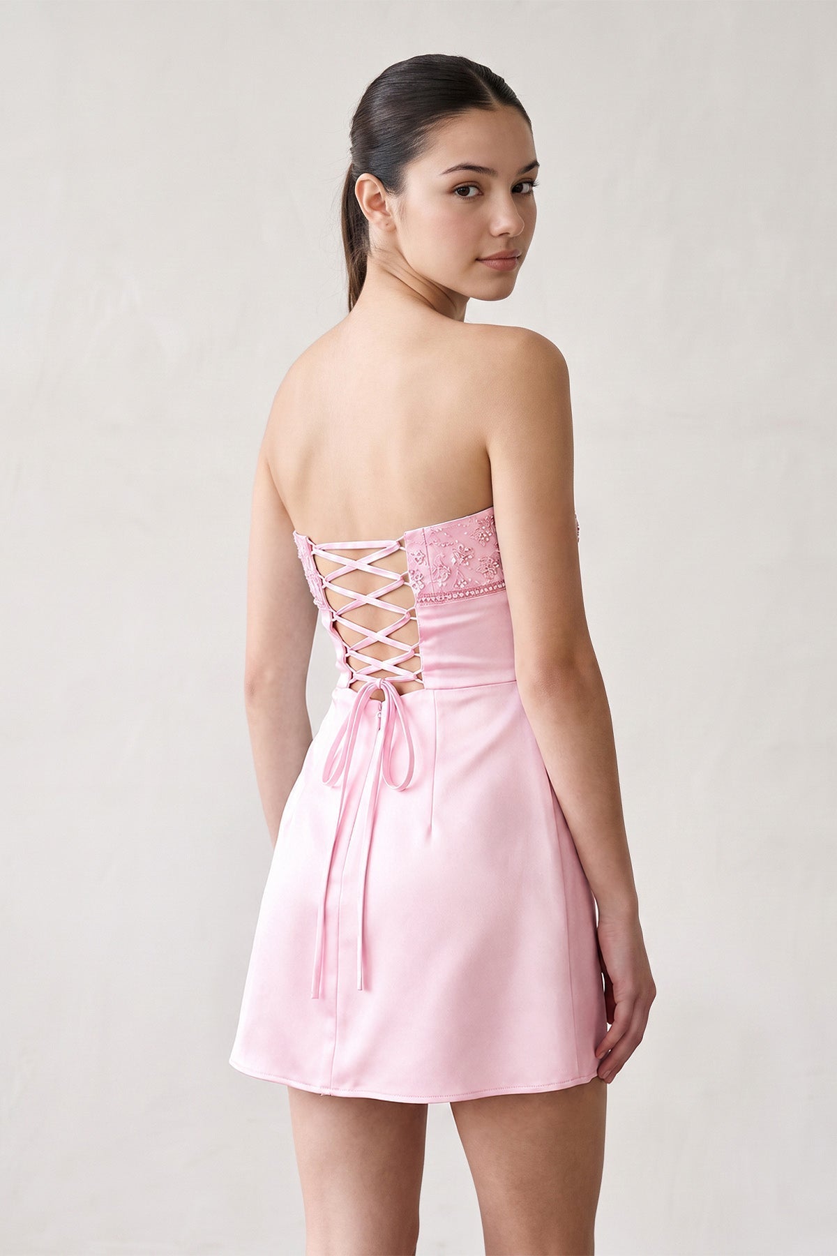 Aqua Strapless Appliqued Satin Sheath Homecoming Dress - Curvevia