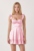Aqua Sweetheart Ruffled A-Line Satin Wedding Guest Dress - Curvevia