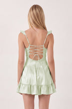 Aqua Sweetheart Ruffled A-Line Satin Wedding Guest Dress - Curvevia
