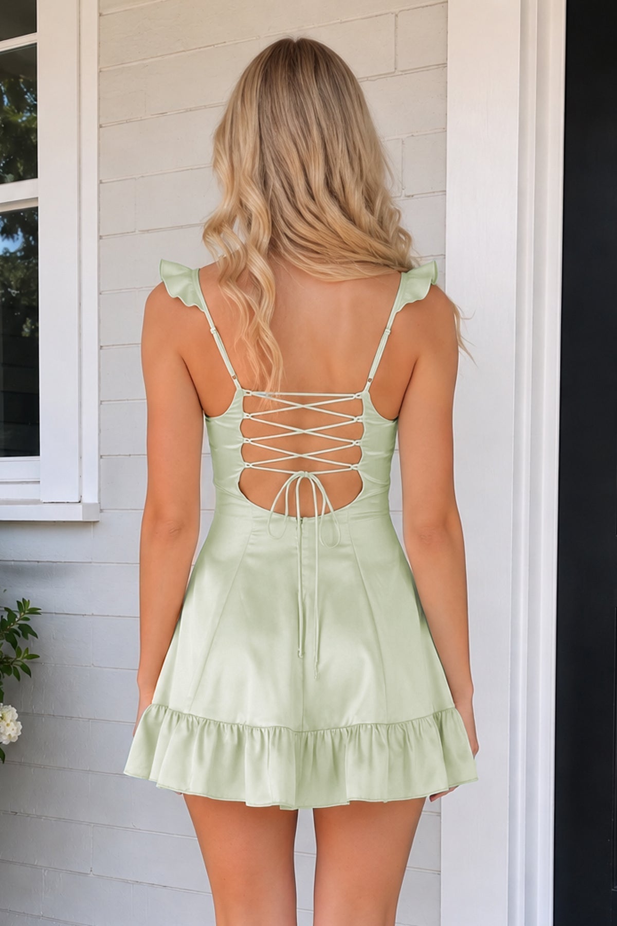 Aqua Sweetheart Ruffled A-Line Satin Wedding Guest Dress - Curvevia