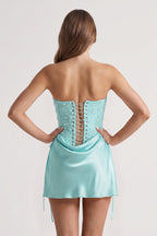 Pink Sweetheart Sheath Corset Ruched Satin Homecoming Dress with Beading - Curvevia