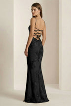 Yellow Spaghetti Straps Sheath Long Prom Dresses With Floral Embroidery - Curvevia