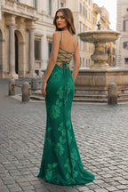 Yellow Spaghetti Straps Sheath Long Prom Dresses With Floral Embroidery - Curvevia