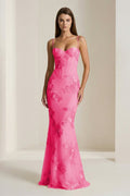 Yellow Spaghetti Straps Sheath Long Prom Dresses With Floral Embroidery - Curvevia
