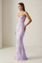 Yellow Spaghetti Straps Sheath Long Prom Dresses With Floral Embroidery - Curvevia