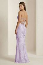 Yellow Spaghetti Straps Sheath Long Prom Dresses With Floral Embroidery - Curvevia