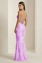 Yellow Spaghetti Straps Sheath Long Prom Dresses With Floral Embroidery - Curvevia
