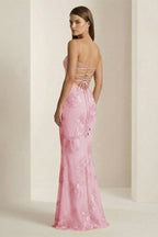 Yellow Spaghetti Straps Sheath Long Prom Dresses With Floral Embroidery - Curvevia