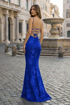 Yellow Spaghetti Straps Sheath Long Prom Dresses With Floral Embroidery - Curvevia