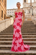 Yellow Spaghetti Straps Sheath Long Prom Dresses With Floral Embroidery - Curvevia