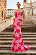 Yellow Spaghetti Straps Sheath Long Prom Dresses With Floral Embroidery - Curvevia