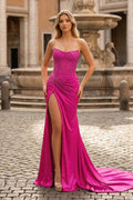 Mermaid Scoop Neck Navy Long Prom Dresses With Beading - Curvevia
