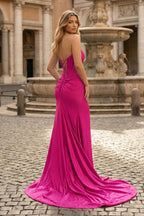 Mermaid Scoop Neck Navy Long Prom Dresses With Beading - Curvevia