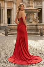 Mermaid Scoop Neck Navy Long Prom Dresses With Beading - Curvevia