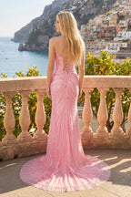 Red Sweetheart Mermaid Sequined Long Formal Prom Dresses With Slit - Curvevia
