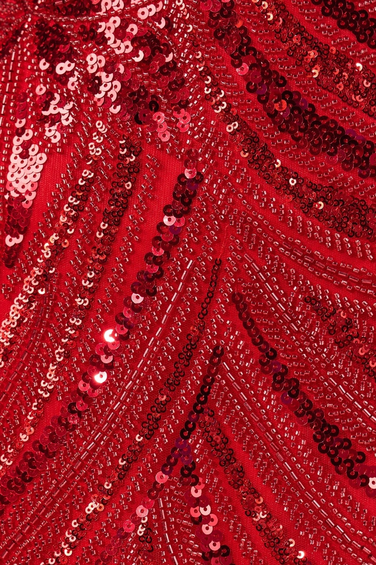 Red Sweetheart Mermaid Sequined Long Formal Prom Dresses With Slit - Curvevia