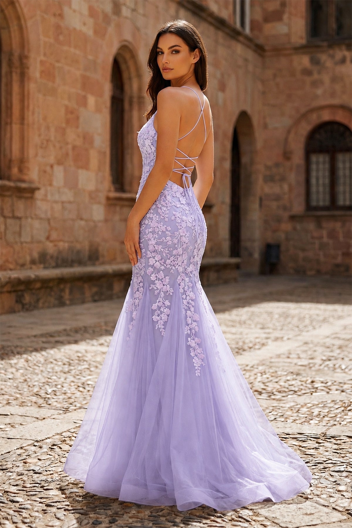 Sage Green Spaghetti Straps Mermaid Prom Dress With Appliques - Curvevia