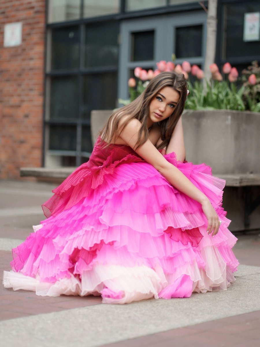 Sweetheart Pleated Bodice Long Wedding Guest Dress with Ruffles - Curvevia