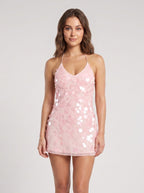 Petal Chiffon A-Line Halter neckline Backless Mini Dress - Curvevia