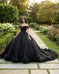 Ball Gown Tulle Off the Shoulder Quinceanera Prom Dress - Curvevia