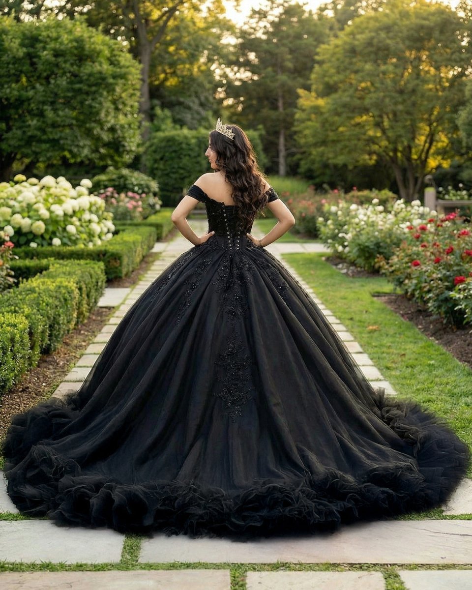 Ball Gown Tulle Off the Shoulder Quinceanera Prom Dress - Curvevia