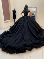Ball Gown Tulle Off the Shoulder Quinceanera Prom Dress - Curvevia