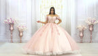 Ball-Gown Pink Off-the-Shoulder Quinceanera Dresses - Curvevia