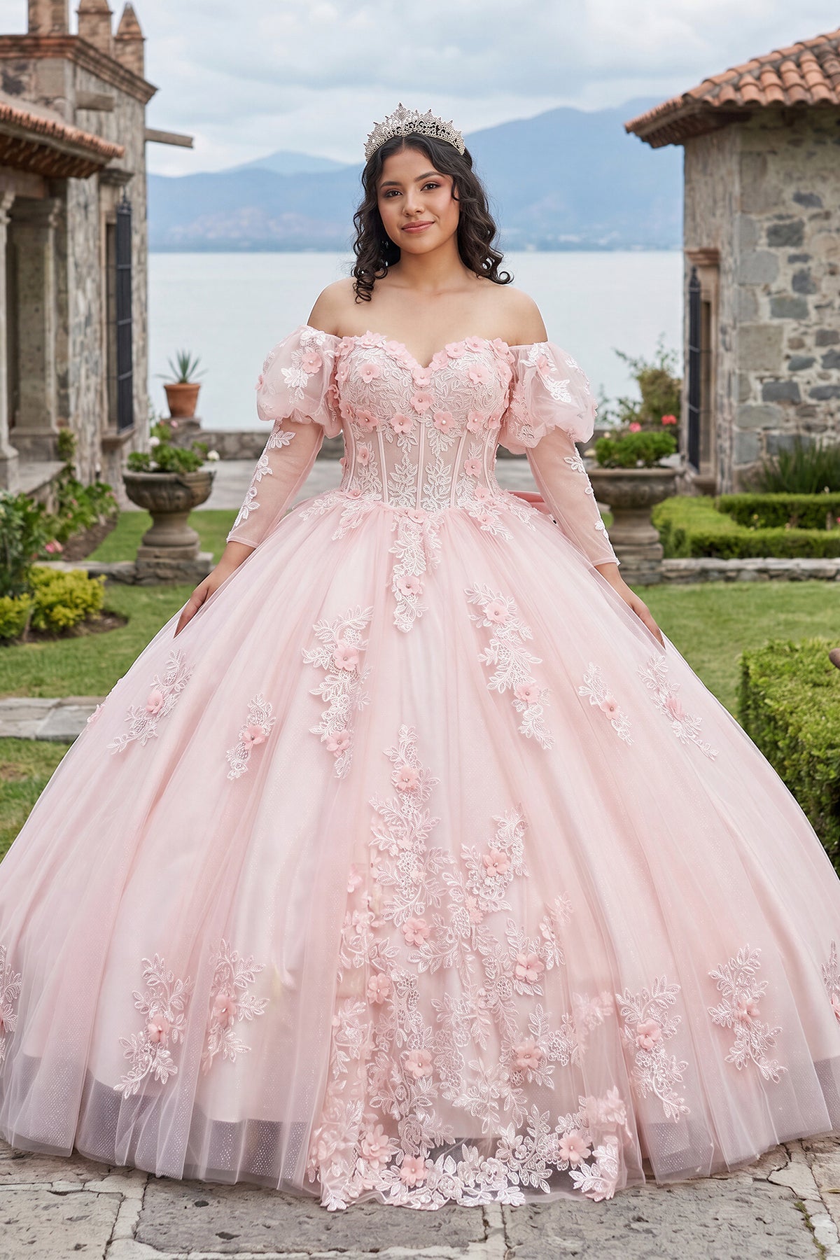 Ball-Gown Pink Tulle Sweetheart Sleeveless Quinceanera Dresses with Bow - Curvevia