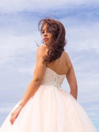 Ball Gown Tulle Lace Satin Strapless Weddig Dress - Curvevia