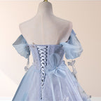 Ball-Gown Tulle Off The Shoulder Pearls Butterflies Quinceanera Dress with Appliqued - Curvevia