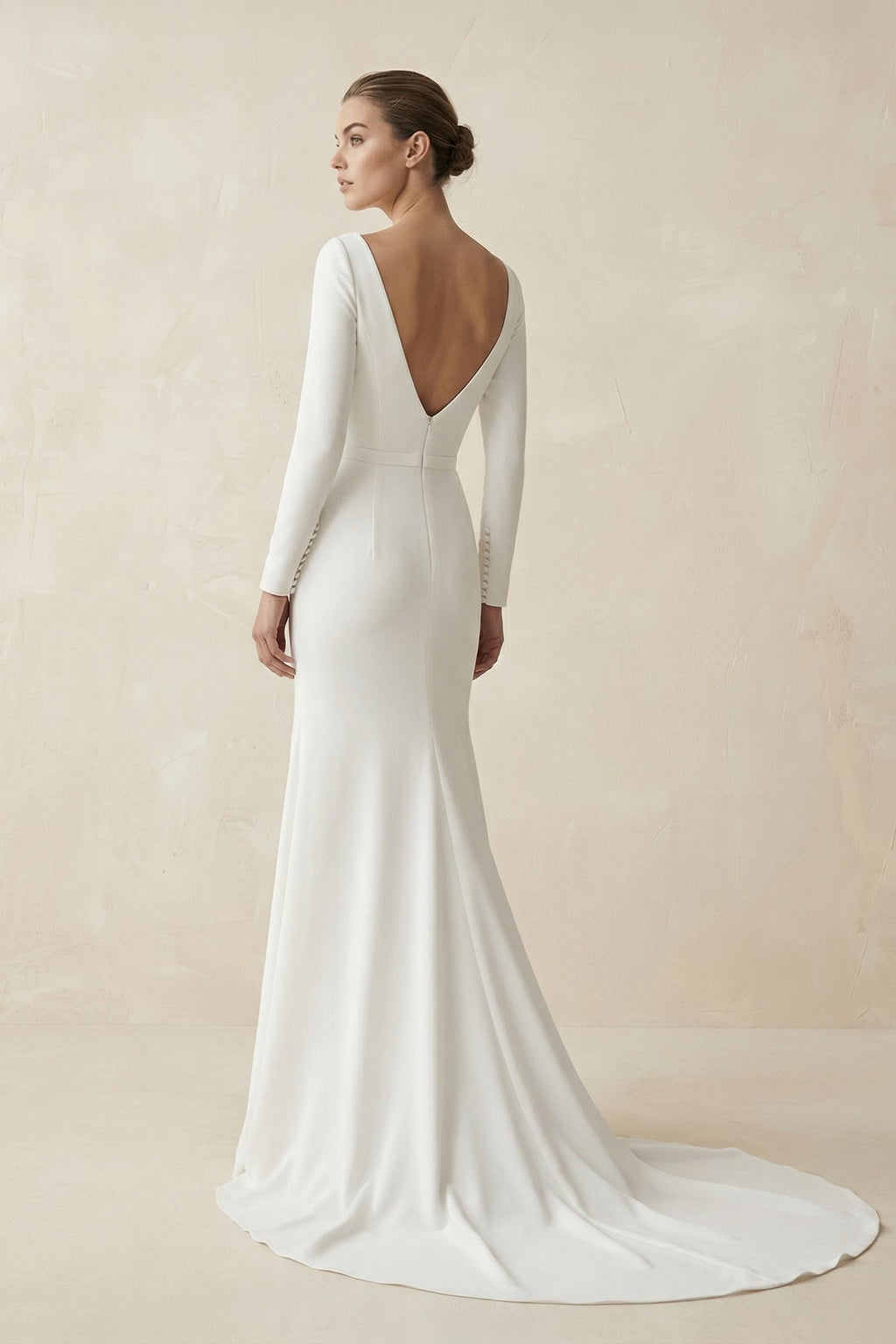 Mermaid Scoop Neck V Back Satin Wedding Dress - Curvevia