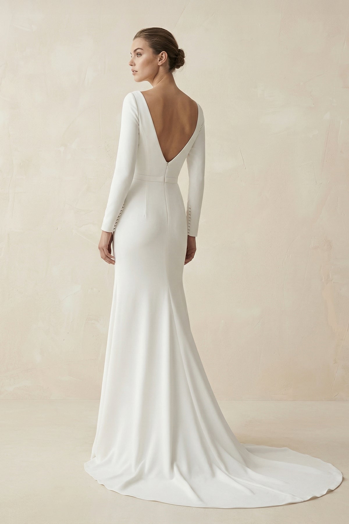 Mermaid Scoop Neck V Back Satin Wedding Dress - Curvevia