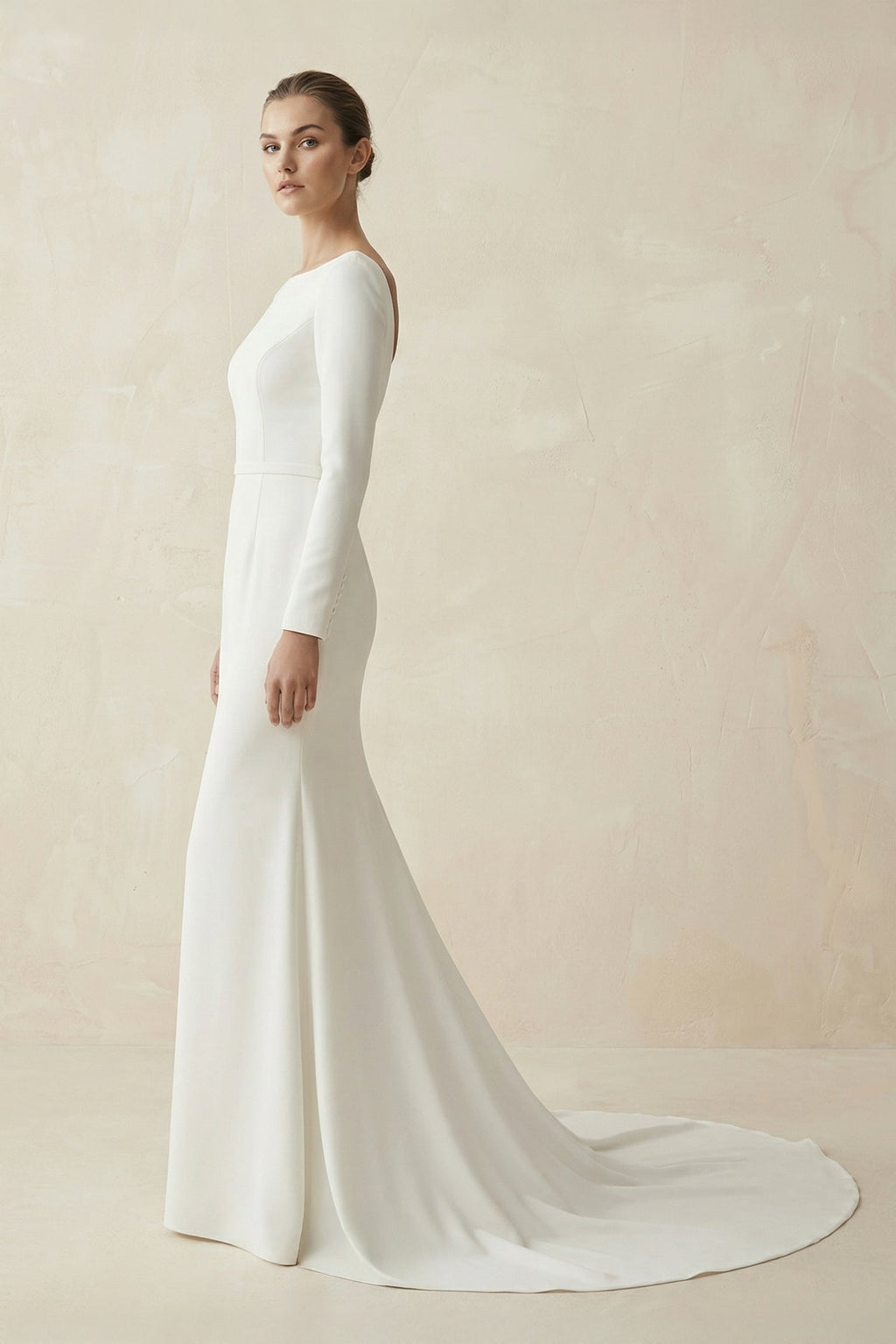 Mermaid Scoop Neck V Back Satin Wedding Dress - Curvevia