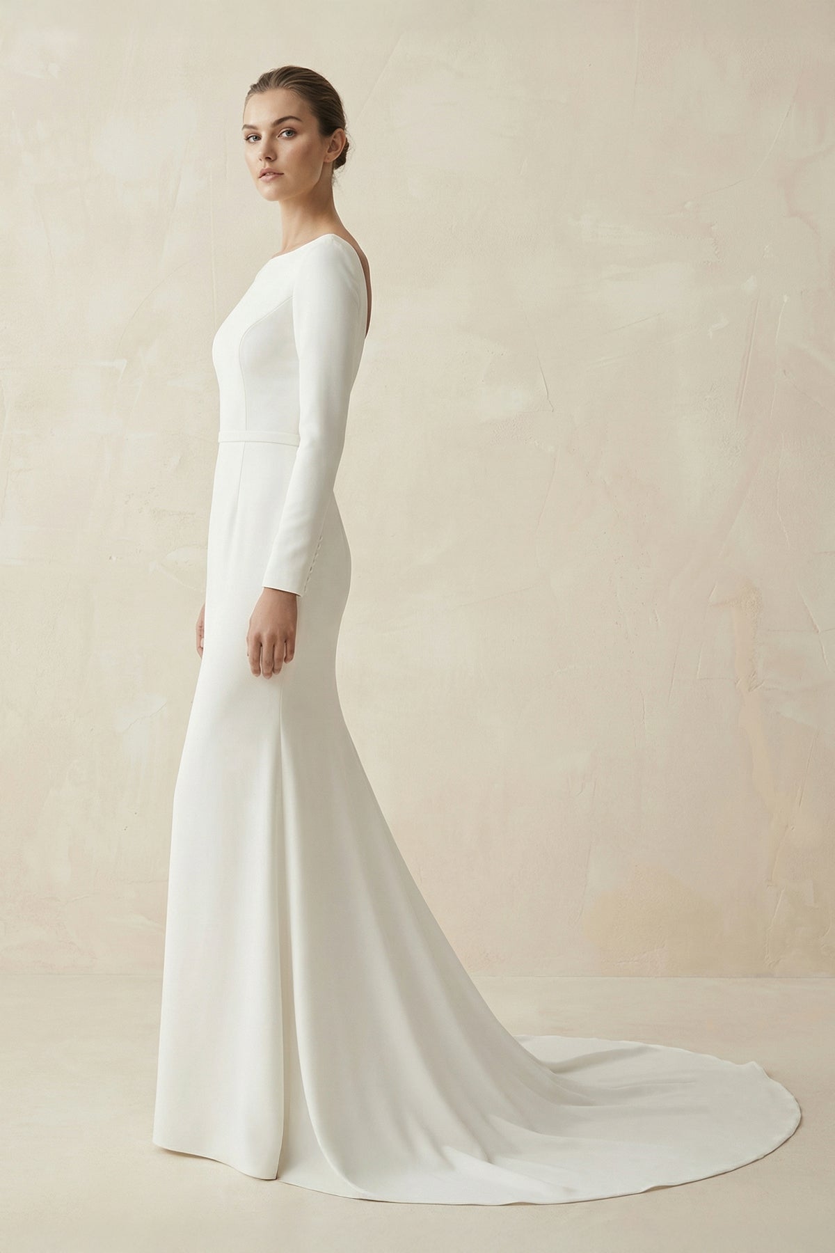 Mermaid Scoop Neck V Back Satin Wedding Dress - Curvevia
