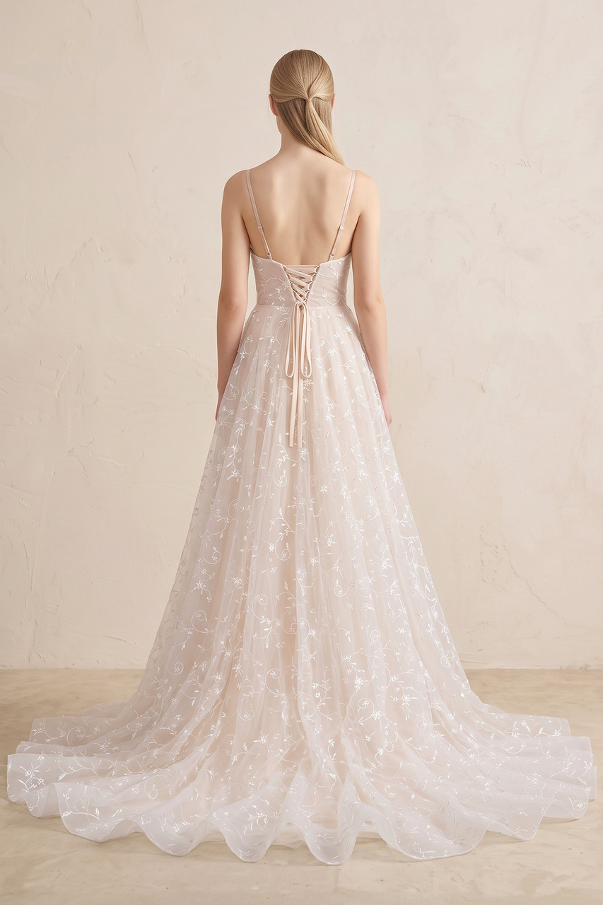Beautiful A Line Spaghetti Straps Light Champagne Wedding Dress - Curvevia