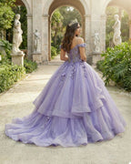 A Line Organza Off-the-Shoulder Lavender Quinceanera Dress - Curvevia