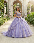 A Line Organza Off-the-Shoulder Lavender Quinceanera Dress - Curvevia