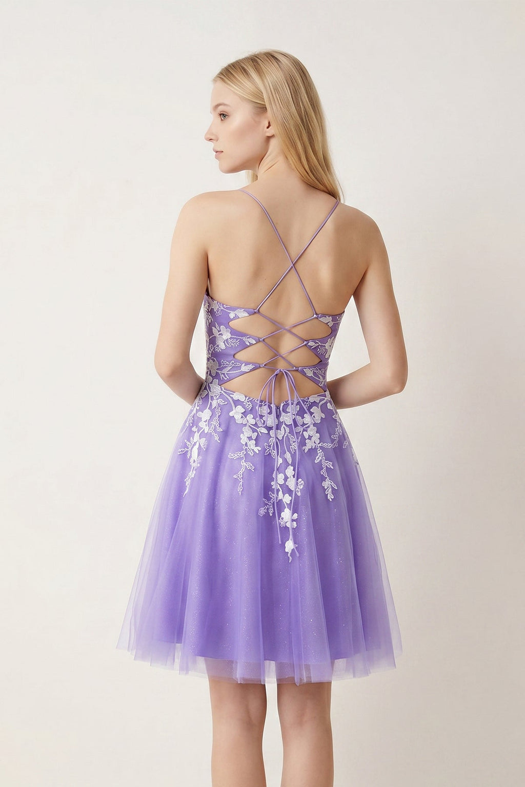 Aline Short Glitter Tulle Wedding Guest Dress with Appliques - Curvevia