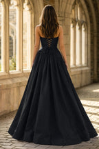 Fuchsia Strapless Taffeta A-line Long Evening Dress - Curvevia