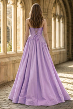 Fuchsia Strapless Taffeta A-line Long Evening Dress - Curvevia