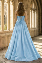 Fuchsia Strapless Taffeta A-line Long Evening Dress - Curvevia