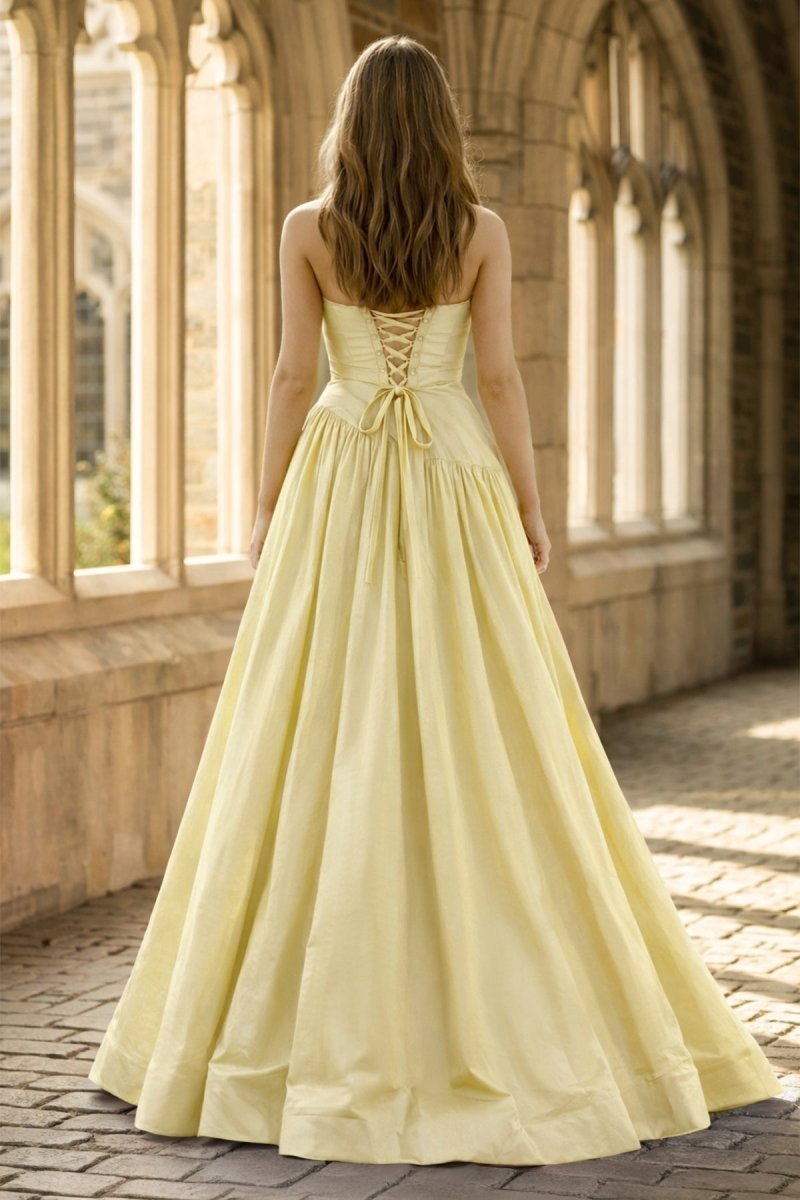 Fuchsia Strapless Taffeta A-line Long Evening Dress - Curvevia