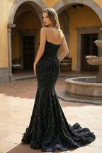 Mermaid Sweetheart Neck Sequins Evening Dress - Curvevia