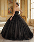 Red 3D Flowers Glitter Sequins Sleeveless Quinceanera Dresses - Curvevia