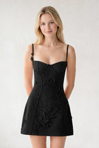 Pink A-Line Appliqued Spaghetti Straps Short Homecoming Dress - Curvevia