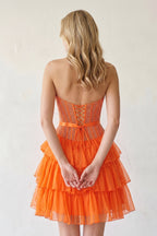 Black Beaded Corset Strapless Ruffled A-Line Wedding Guest Dress - Curvevia