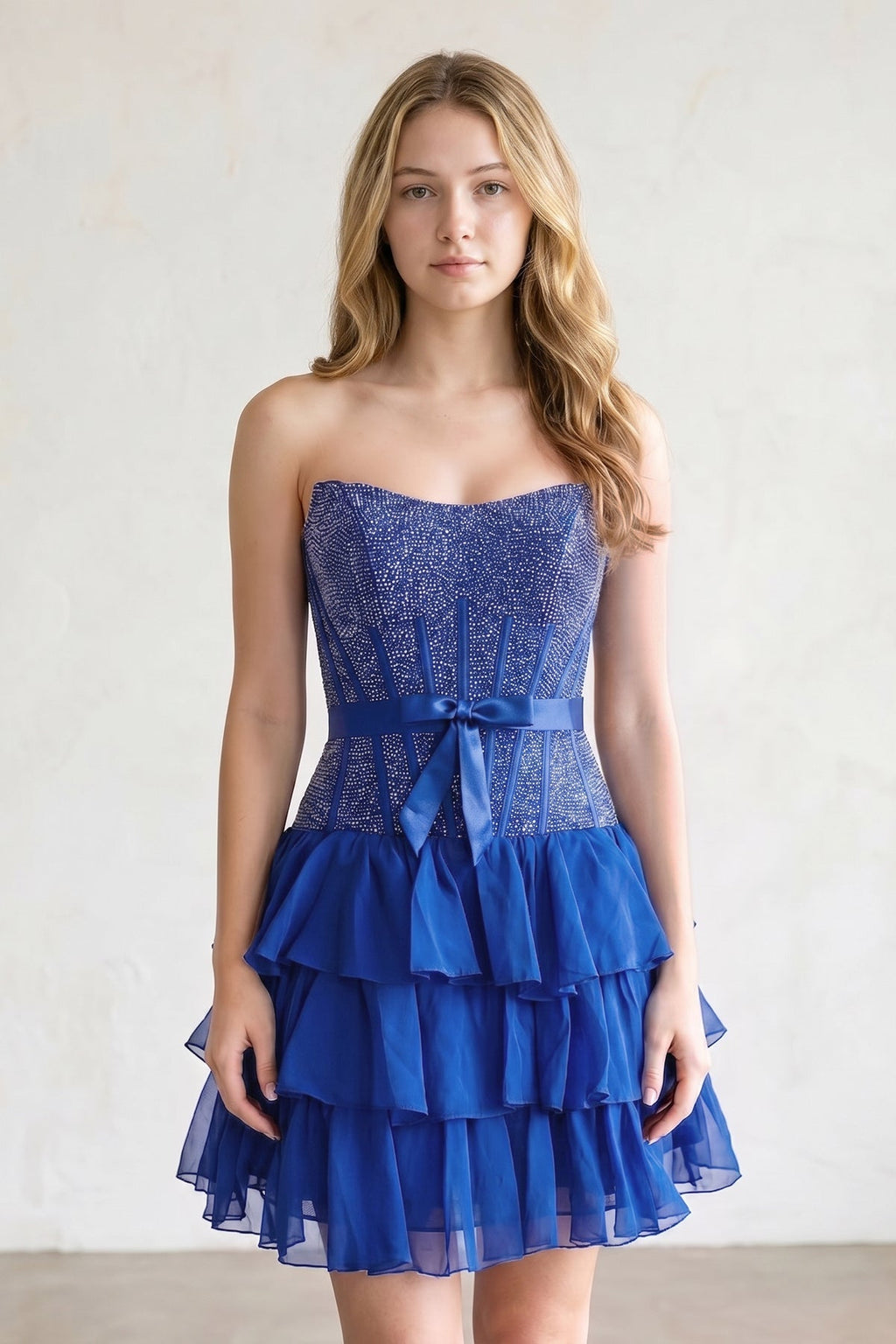 Black Beaded Corset Strapless Ruffled A-Line Wedding Guest Dress - Curvevia