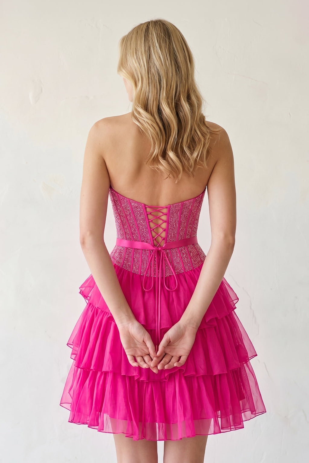 Black Beaded Corset Strapless Ruffled A-Line Wedding Guest Dress - Curvevia