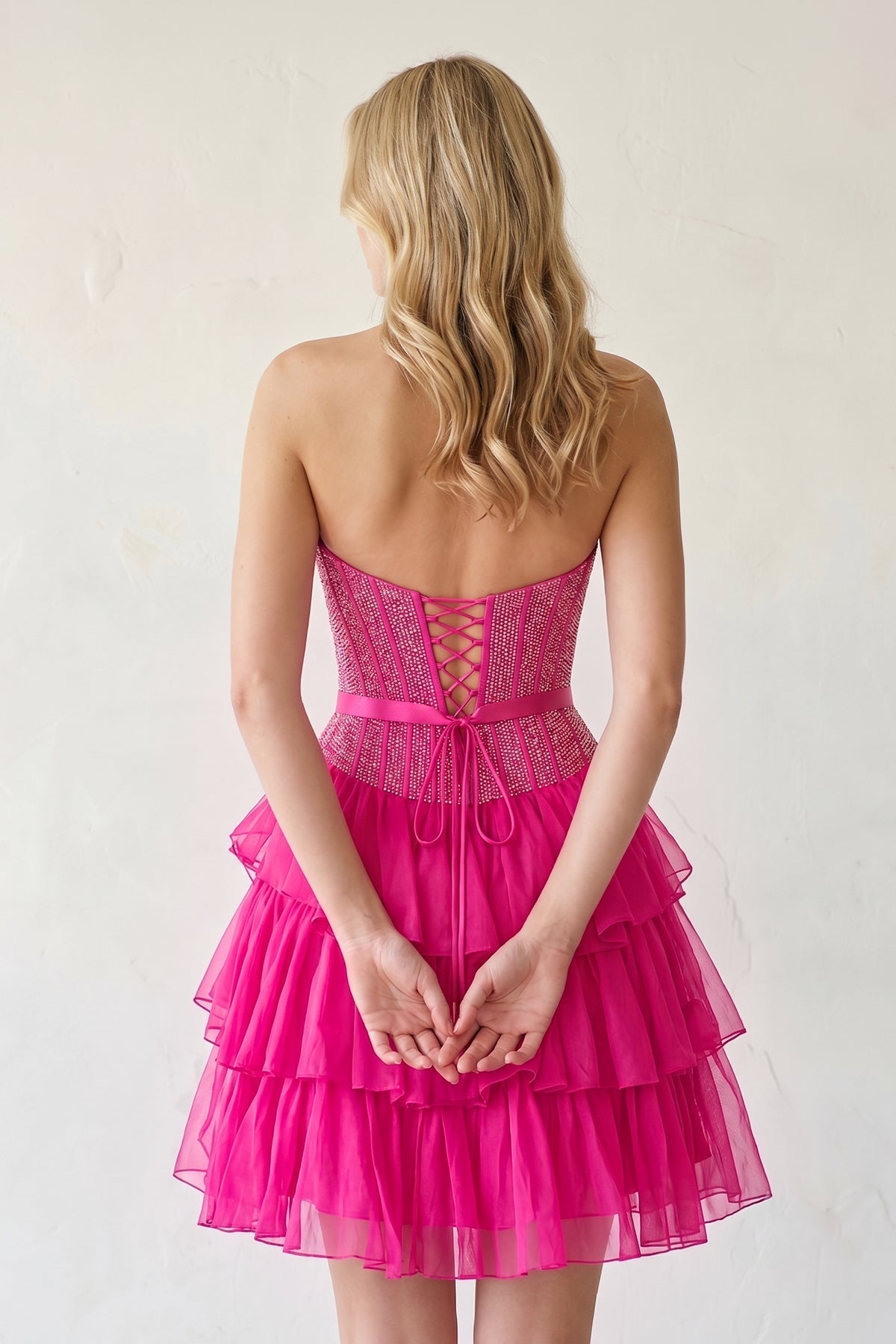 Black Beaded Corset Strapless Ruffled A-Line Wedding Guest Dress - Curvevia